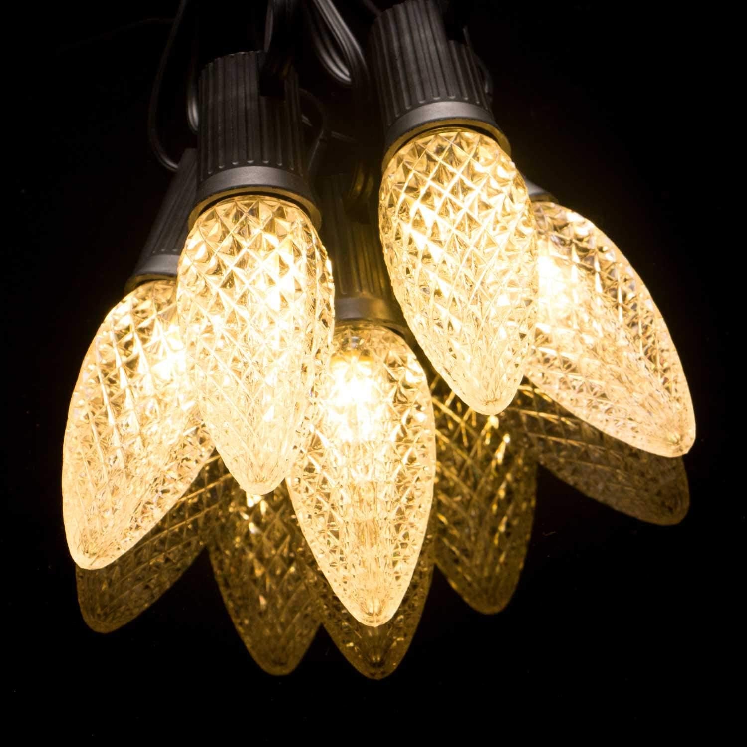 25 Pack Warm White Dimmable E17 LED Bulbs for Christmas Lights - Shatterproof, 2 Diode Commercial Grade String Lights