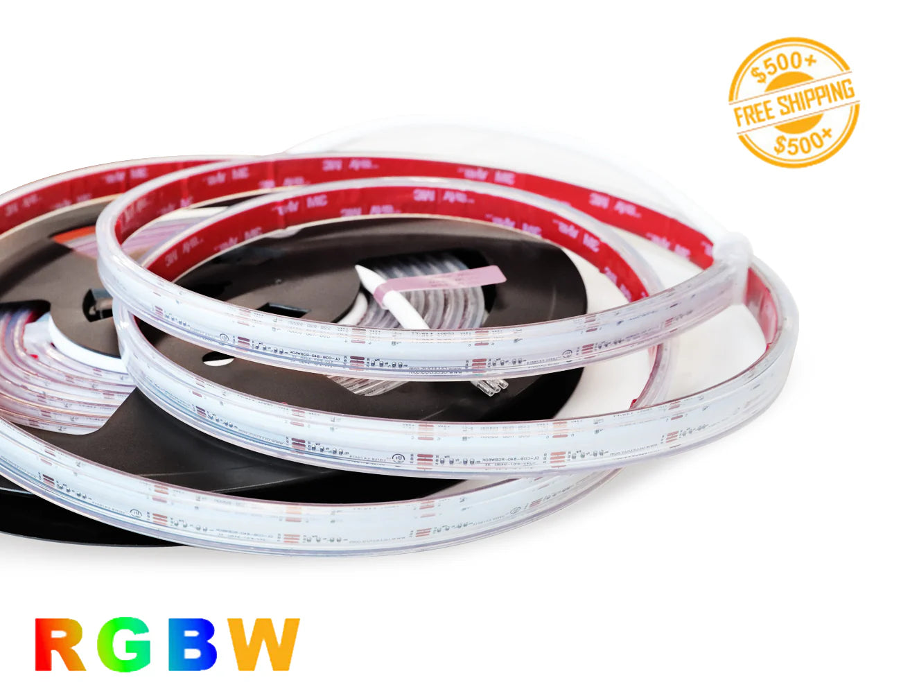 RGB+W COB LED Strip - COB Series LED Tape Light - 24V - IP67 - Wet Location - Rgb+Cool White / Rgb+Natural White / Rgb+Warm White