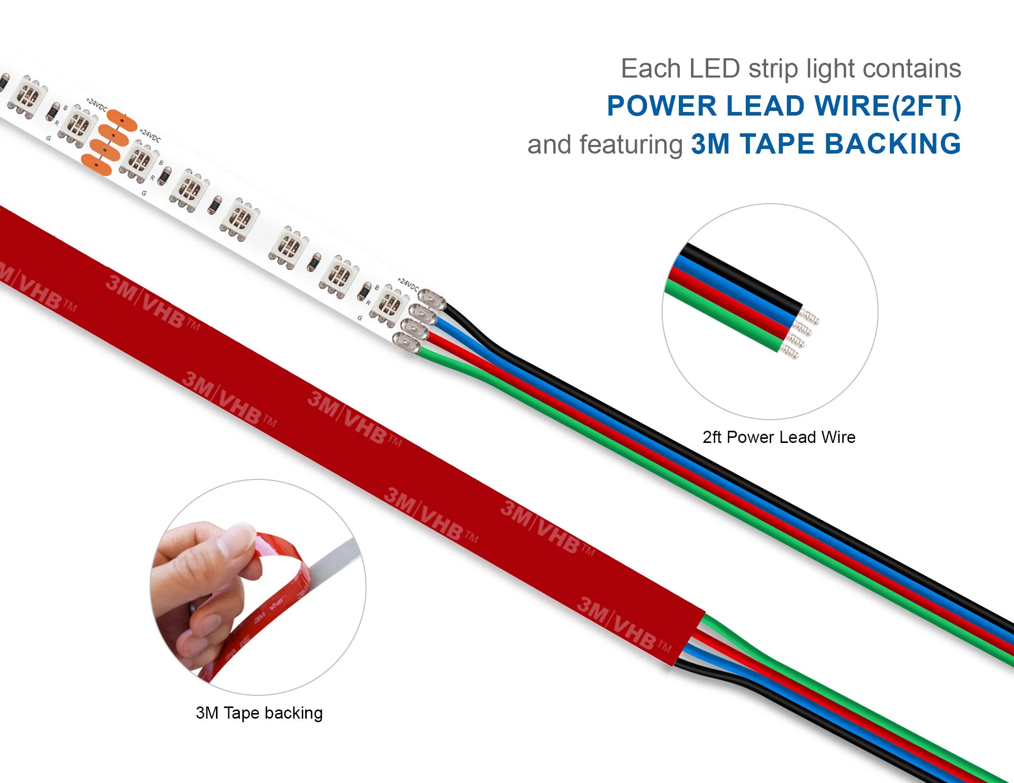 RGB LED Strip Light - Color-Changing LED Tape Light - High Bright - 12V - IP20